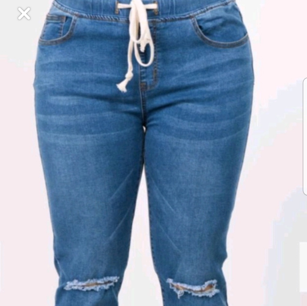 Plus size drawstring Jeans